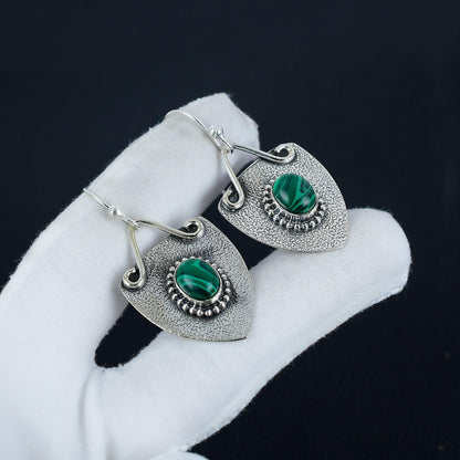 Green Malachite Gemstone Earrings