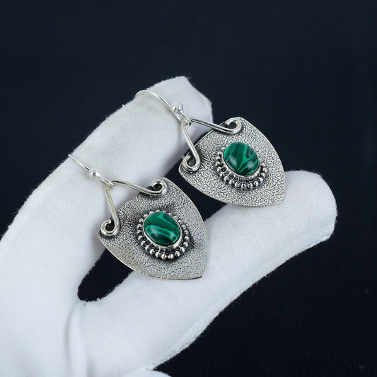 Green Malachite Gemstone Earrings