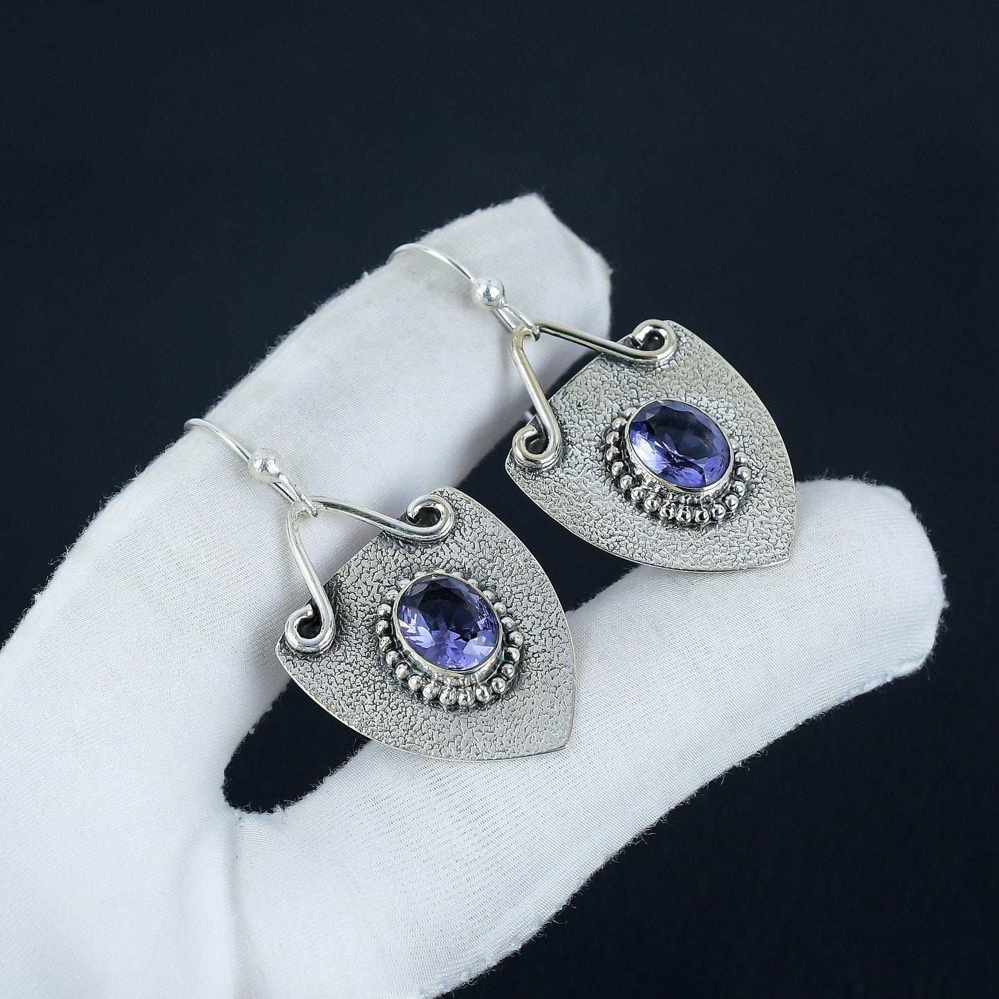Purple Amethyst Gemstone Earrings
