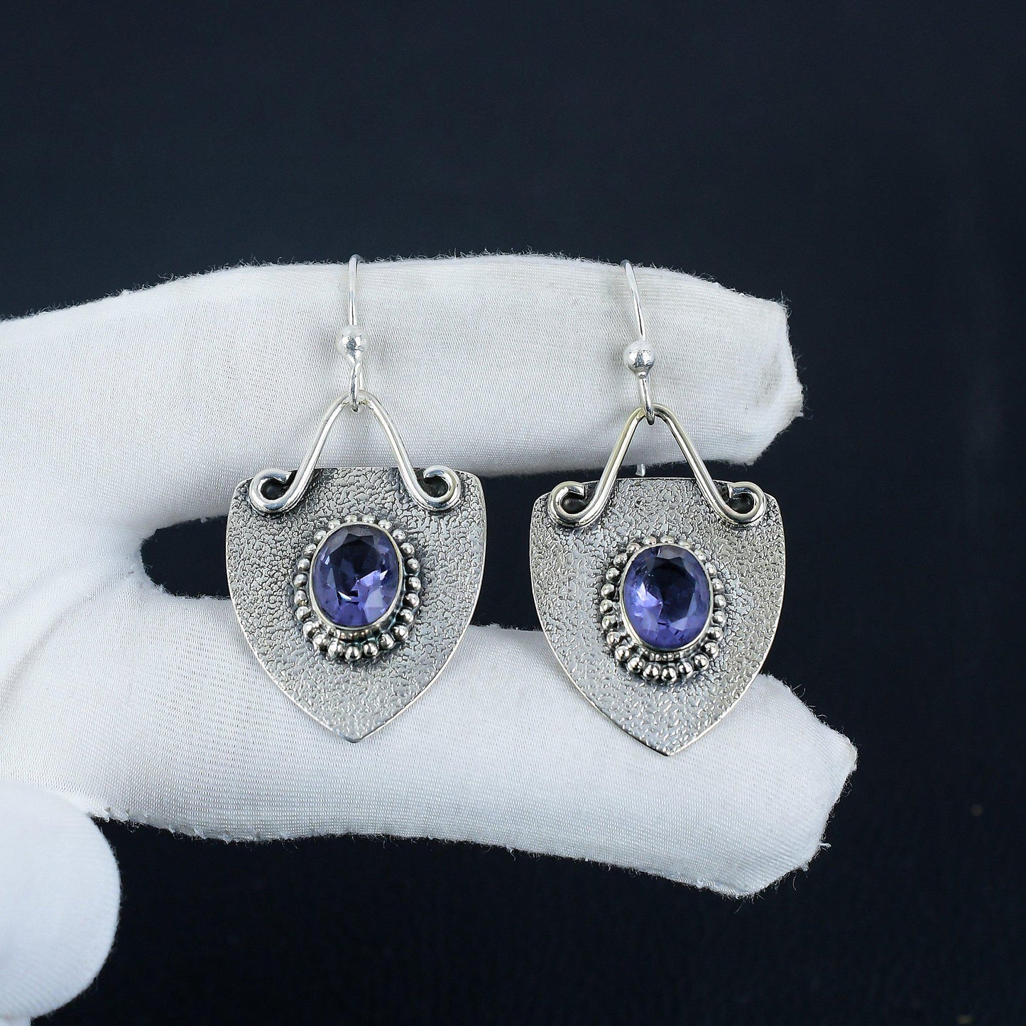 Purple Amethyst Gemstone Earrings