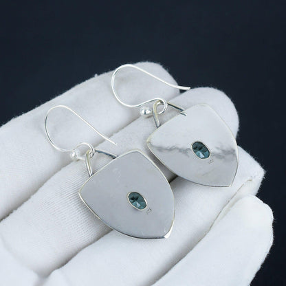 Blue Swiss Topaz Gemstone Earrings