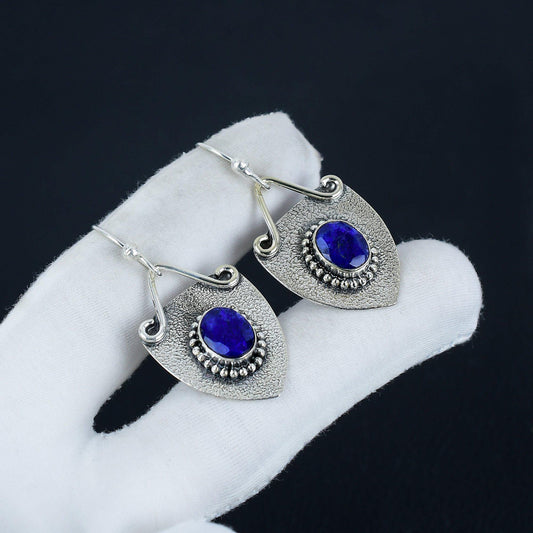 Blue Sapphire Gemstone Earrings