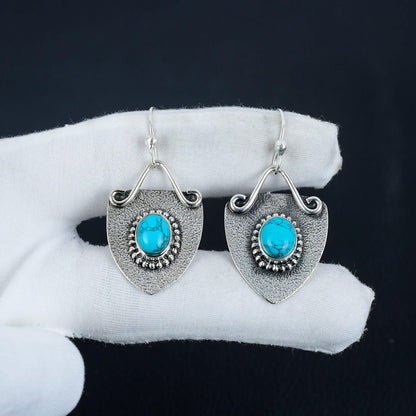 Natural Turquoise Gemstone Dangle Earrings