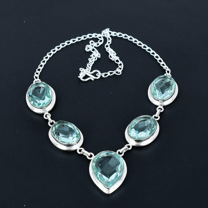 Blue Aquamarine Gemstone Necklace