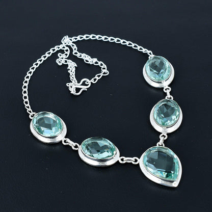 Blue Aquamarine Gemstone Necklace