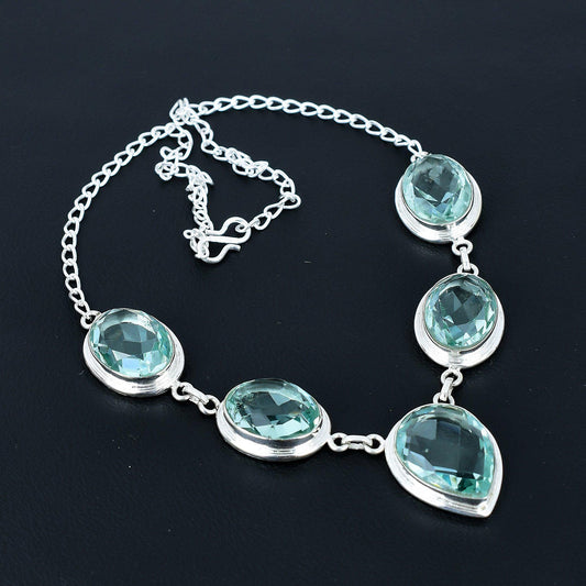 Blue Aquamarine Gemstone Necklace