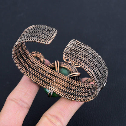 Green Emerald Gemstone Cuff Bracelet