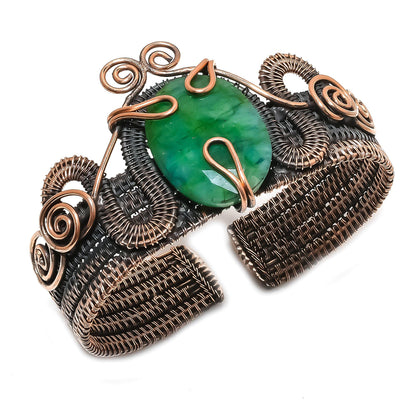 Green Emerald Gemstone Cuff Bracelet