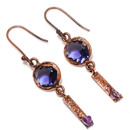 Purple Amethyst Gemstone Drop Earrings