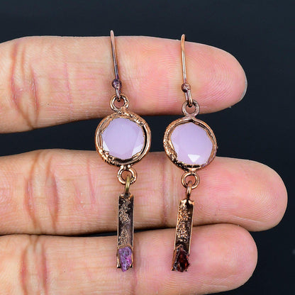 Pink Chalcedony Gemstone Earrings