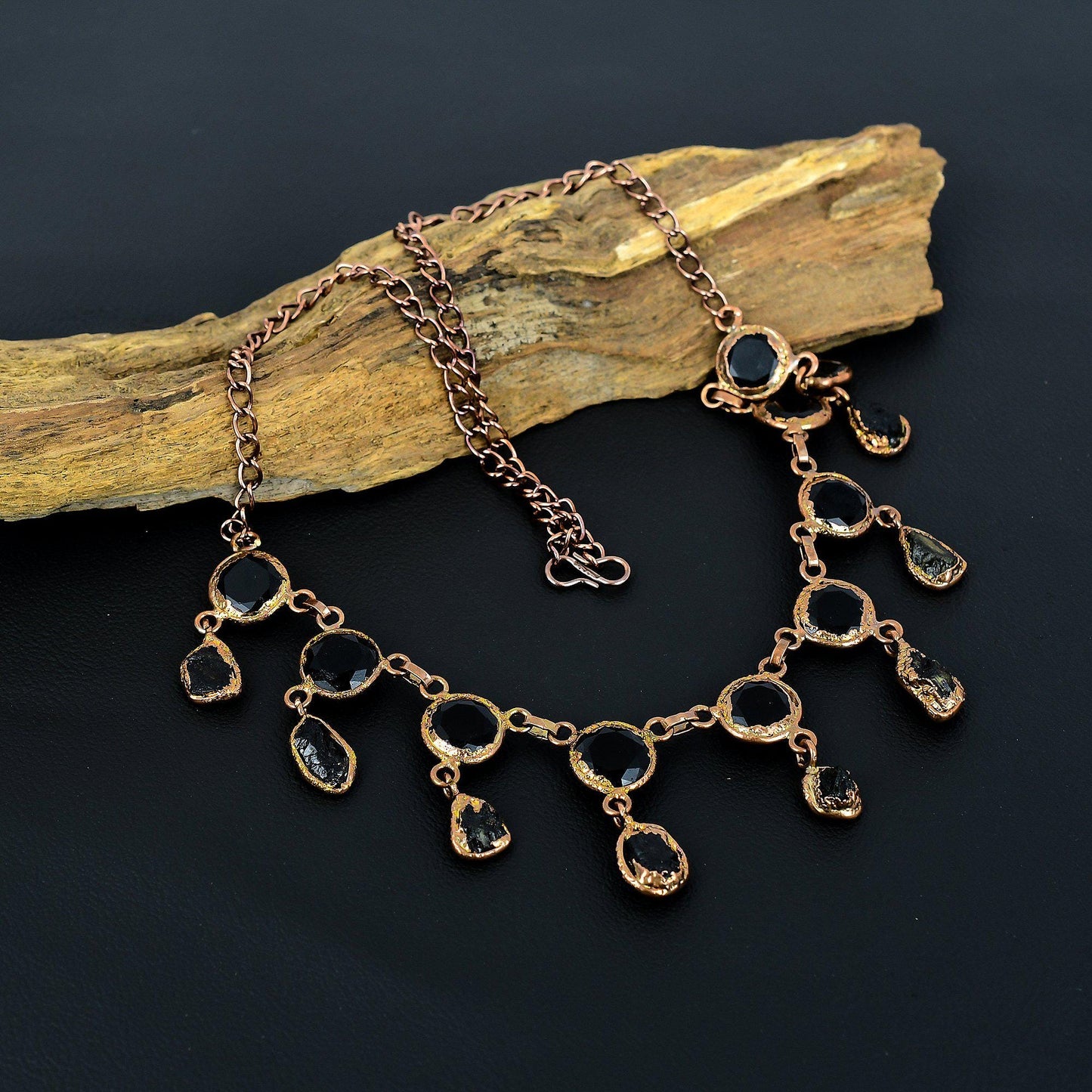 Black Spinel & Black Tourmaline Gemstone Necklace