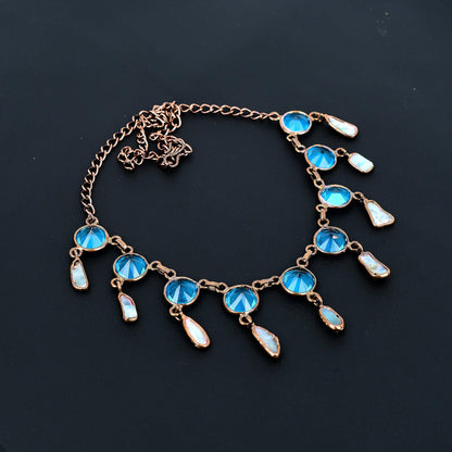 Blue Topaz & Larimar Gemstone Necklace