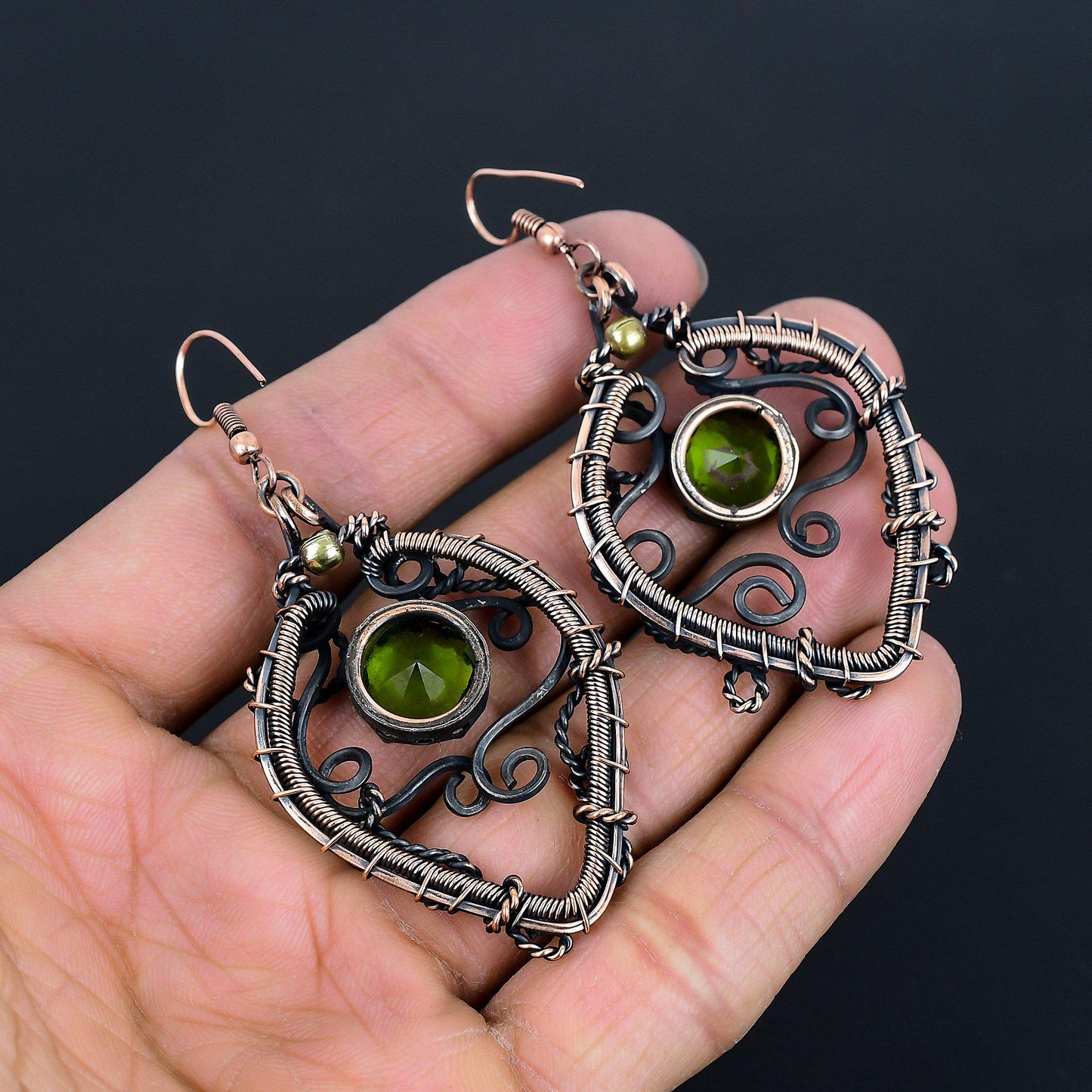 Green Peridot Gemstone Earrings