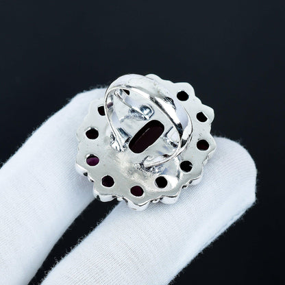 Carnelian & Pink Amethyst Gemstone Ring