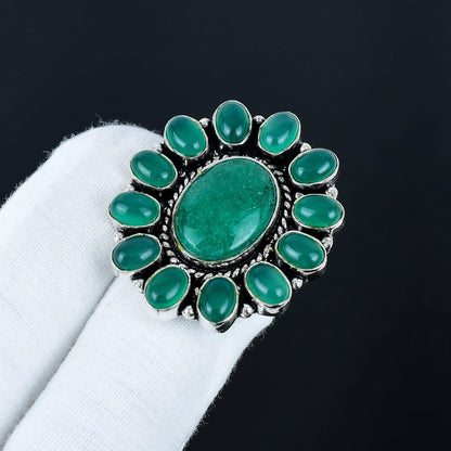 Green Aventurine and Green Onyx Gemstone Ring