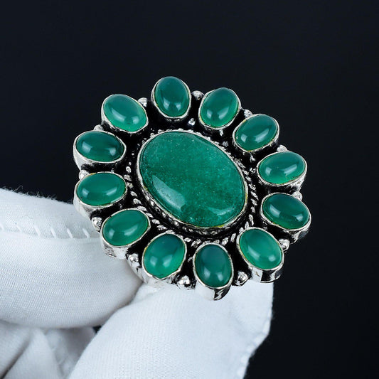 Green Aventurine and Green Onyx Gemstone Ring
