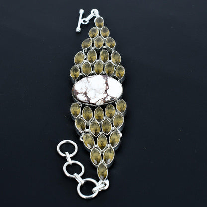 Brown Wild Horse Jasper & Smoky Topaz Gemstone Bracelet