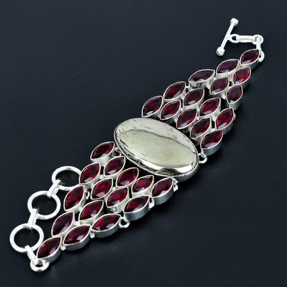 Red Garnet & Gold Pyrite Gemstone Bracelet