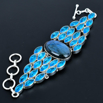 Blue Labradorite & Topaz Gemstone Bracelet