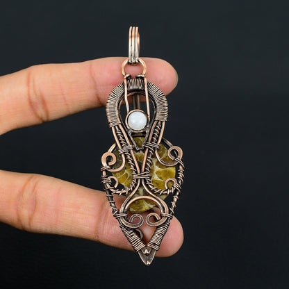 Copper Ammonite Fossil Gemstone Pendant