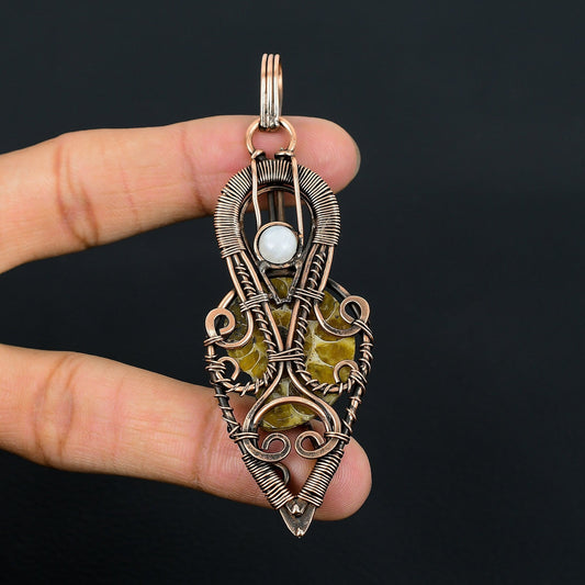 Copper Ammonite Fossil Gemstone Pendant