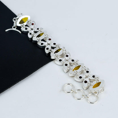 Yellow Citrine & Red Garnet Gemstone Bracelet