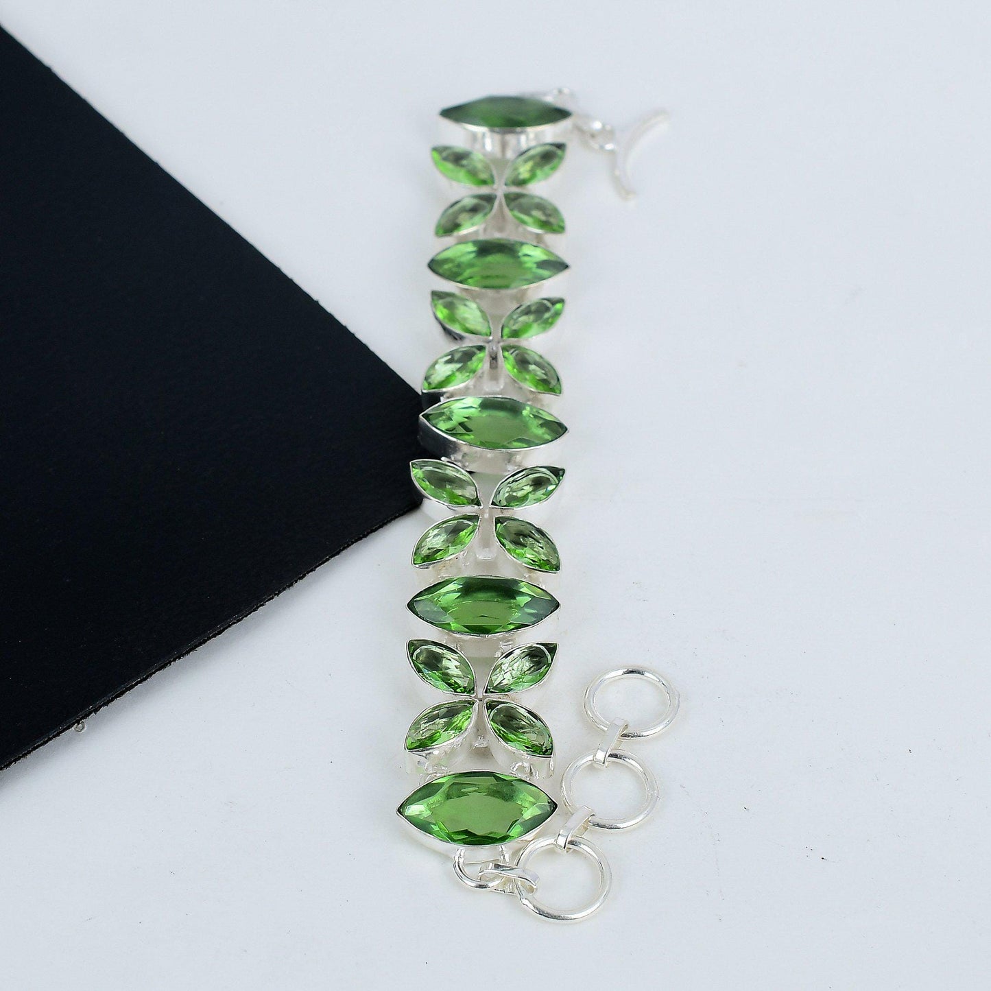 Green Amethyst Sterling Silver Bracelet