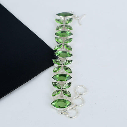 Green Amethyst Sterling Silver Bracelet