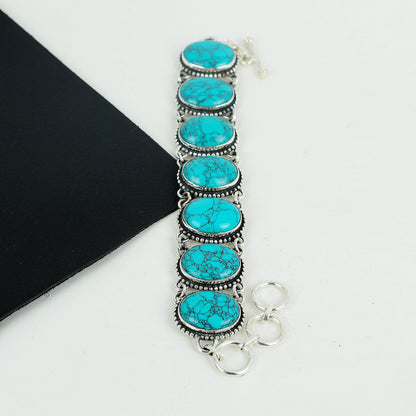Blue Turquoise Sterling Silver Bracelet