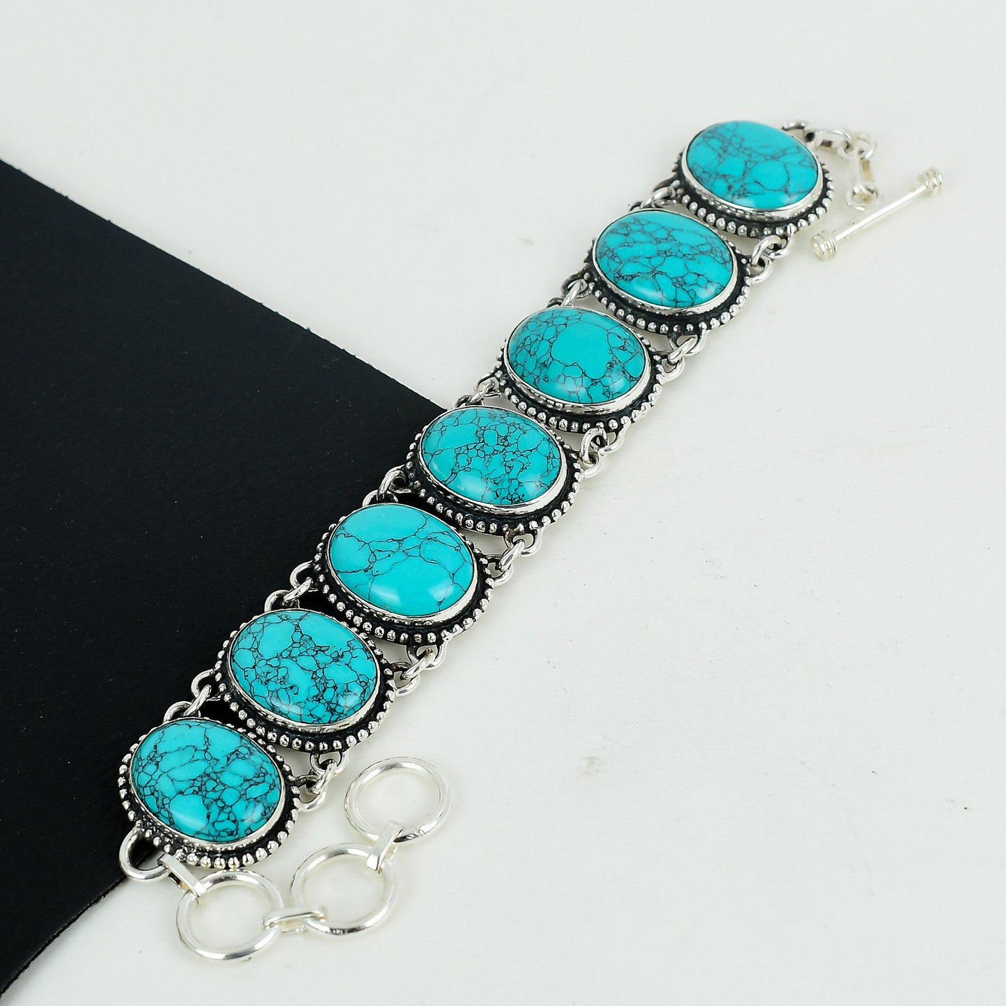 Blue Turquoise Sterling Silver Bracelet