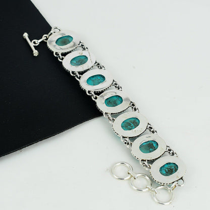 Blue Turquoise Sterling Silver Bracelet