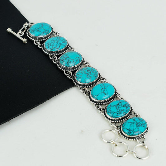 Blue Turquoise Sterling Silver Bracelet