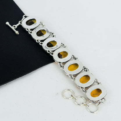 Yellow Citrine Sterling Silver Bracelet