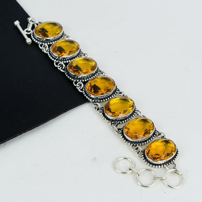 Yellow Citrine Sterling Silver Bracelet