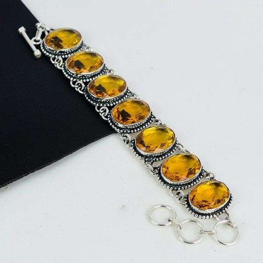 Yellow Citrine Sterling Silver Bracelet