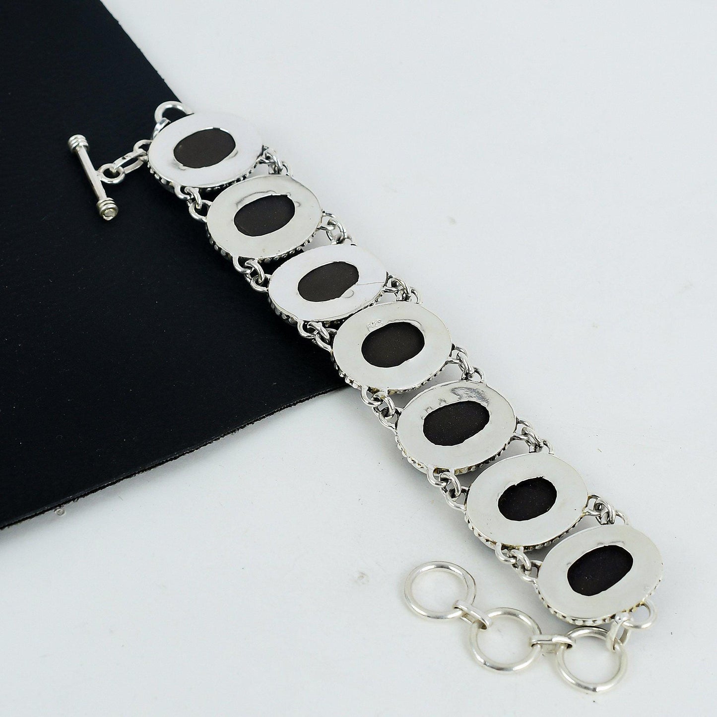 Natural Blue Sunstone Sterling Silver Bracelet