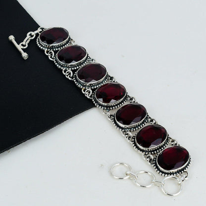 Red Garnet Sterling Silver Bracelet
