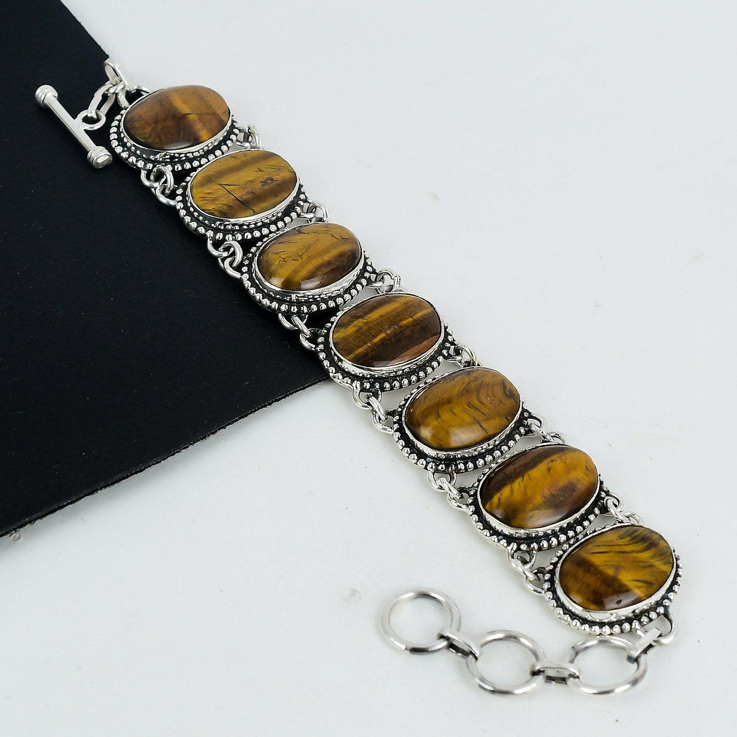 Brown Tiger Eye Sterling Silver Bracelet