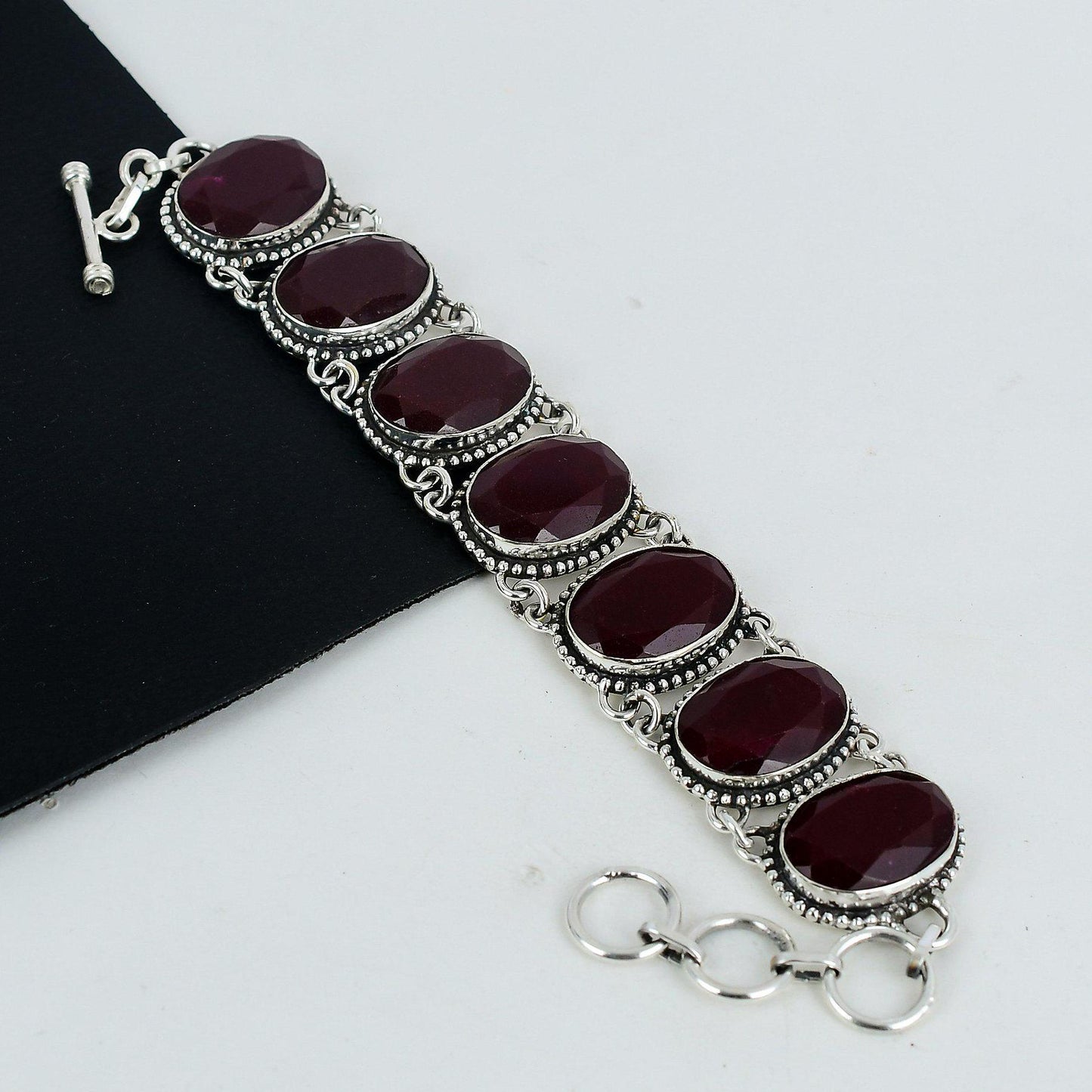 Handmade Red Ruby Sterling Silver Bracelet