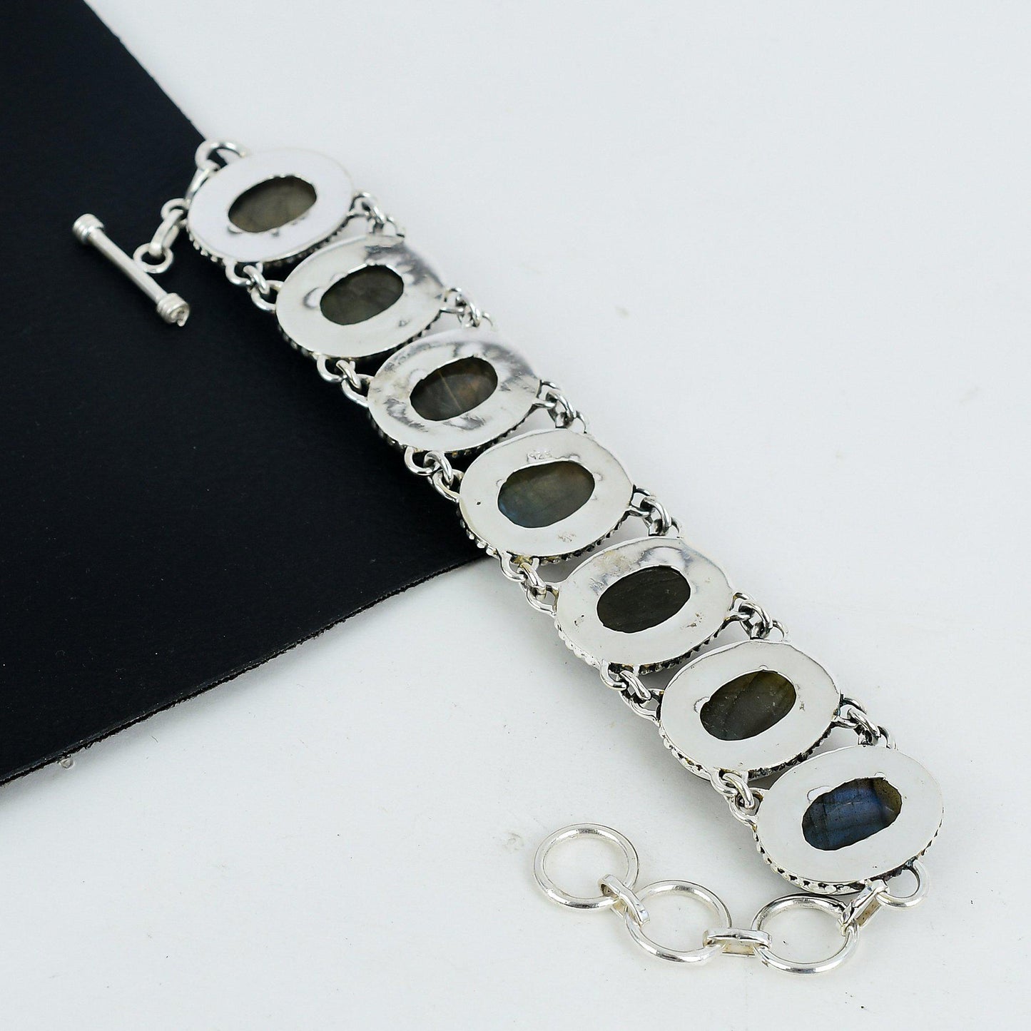 Blue Flash Labradorite Sterling Silver Bracelet