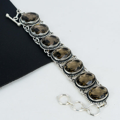 Brown Smoky Topaz Sterling Silver Bracelet