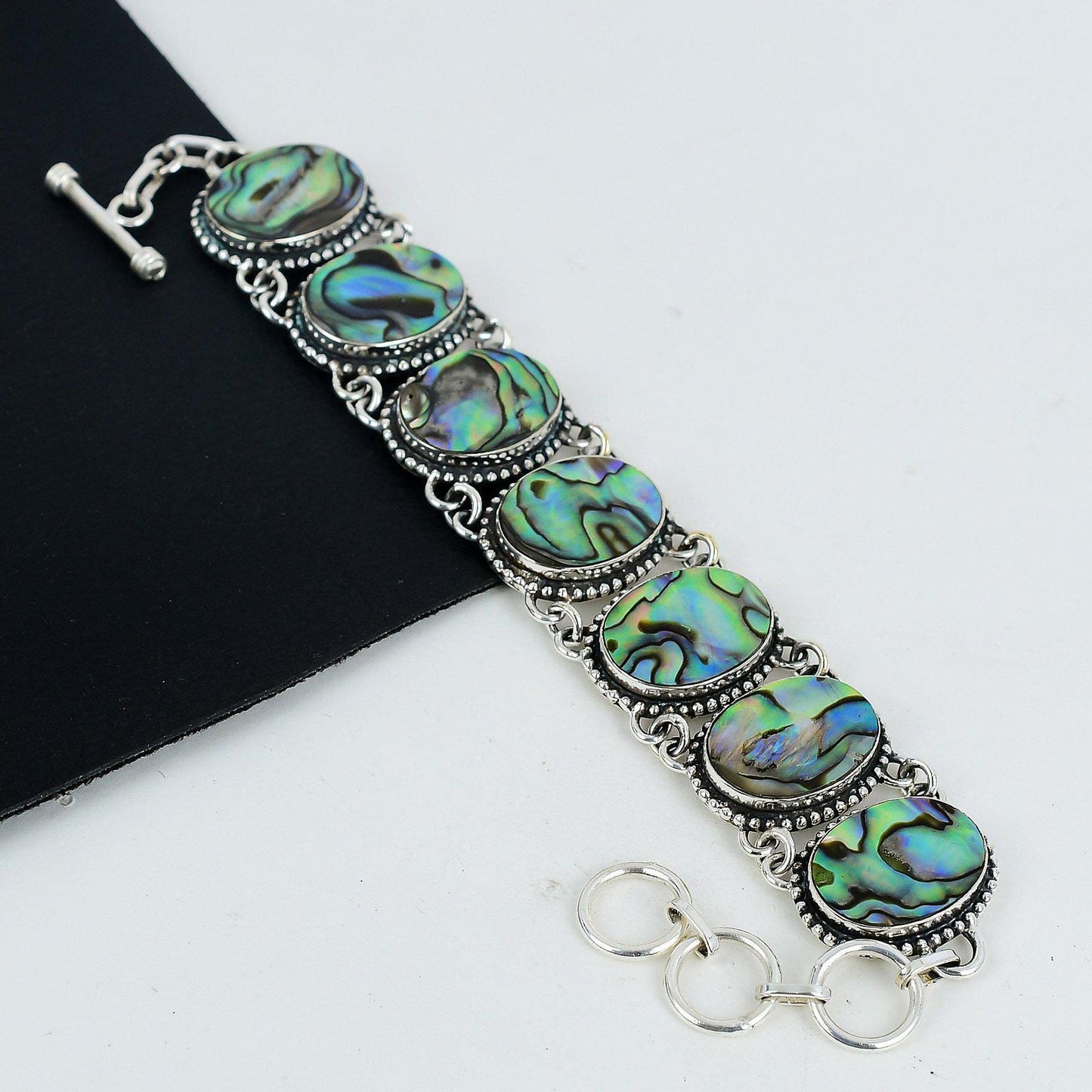 Green Abalone Shell Sterling Silver Bracelet