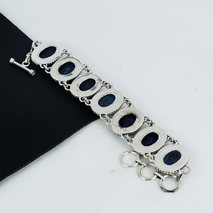 Blue Lapis Lazuli Sterling Silver Bracelet