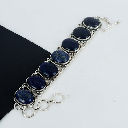 Blue Lapis Lazuli Sterling Silver Bracelet
