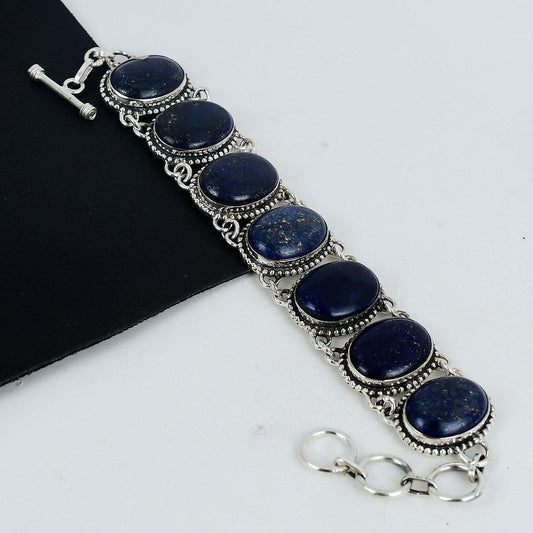Blue Lapis Lazuli Sterling Silver Bracelet