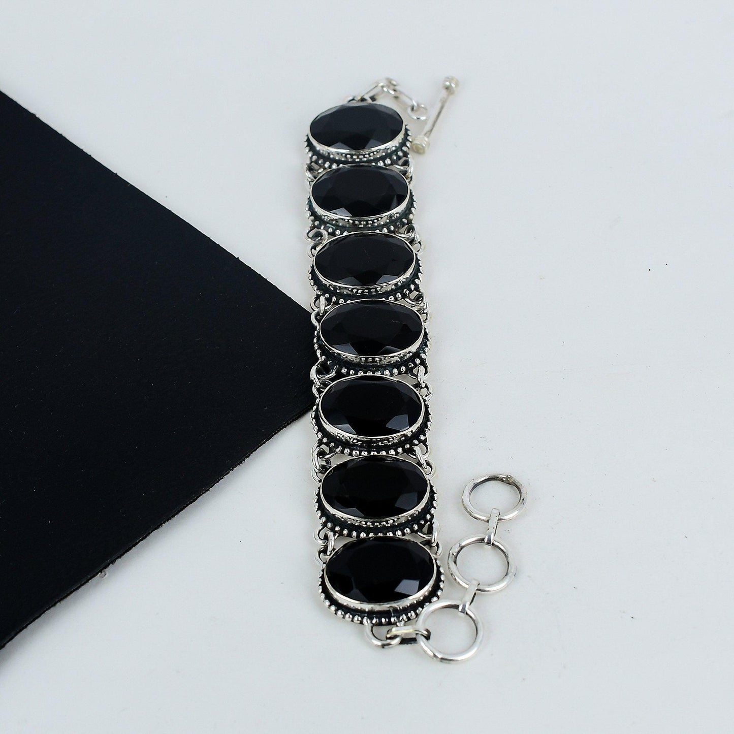 Black Spinel Sterling Silver Bracelet