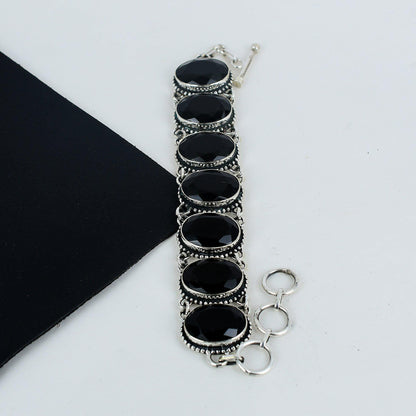 Black Spinel Sterling Silver Bracelet