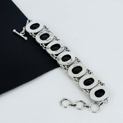 Black Spinel Sterling Silver Bracelet