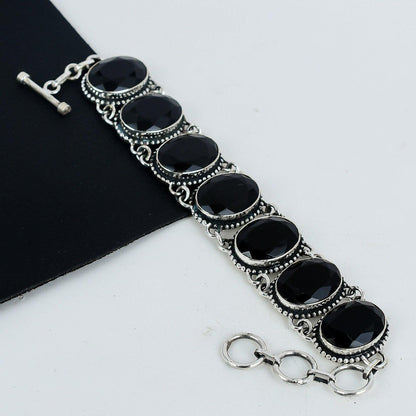 Black Spinel Sterling Silver Bracelet