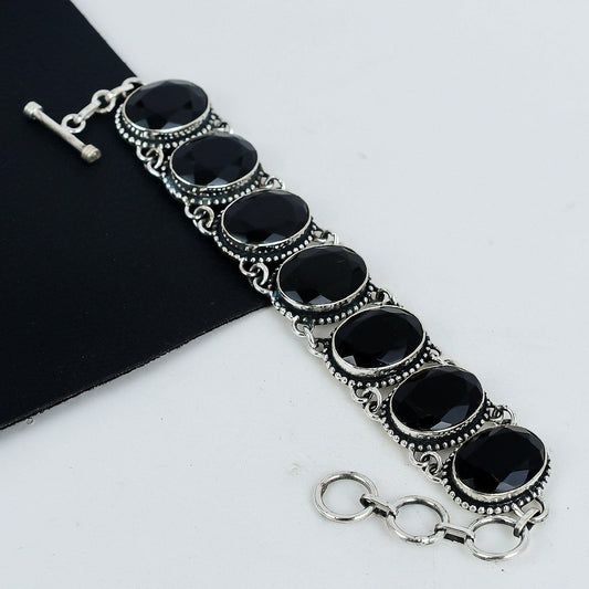 Black Spinel Sterling Silver Bracelet